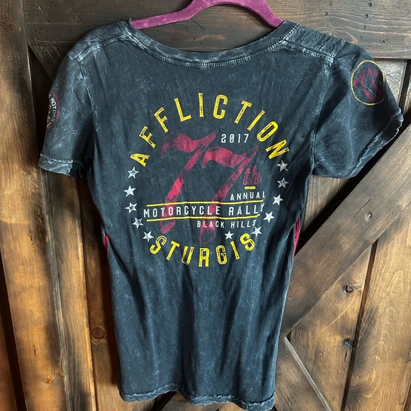Affliction Sturgus bike week woman’s shirt rally 77th Harley - Picture 4 of 7